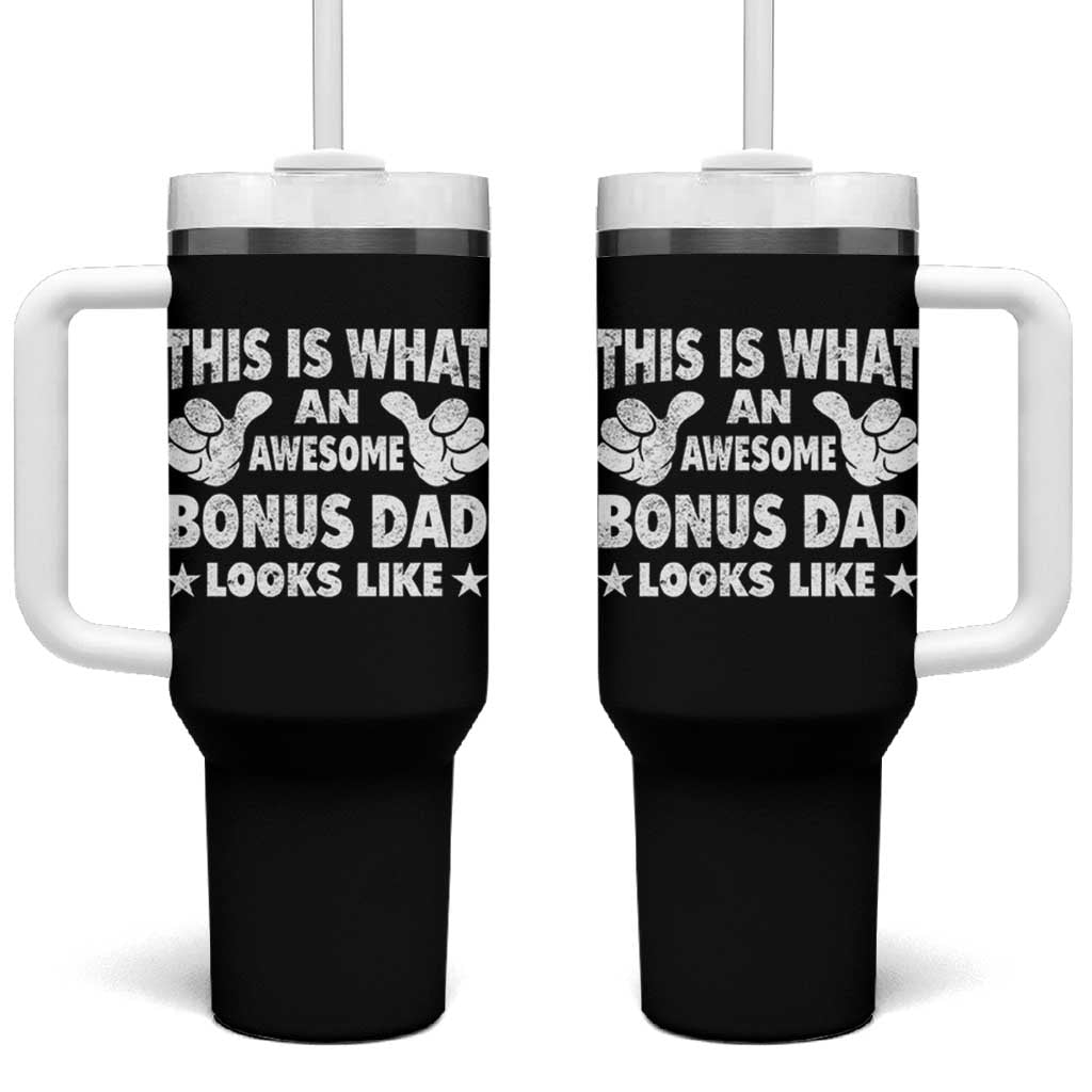 Funny Stepdad Tumbler With Handle This Is What An Awesome Bonus Dad Looks Like