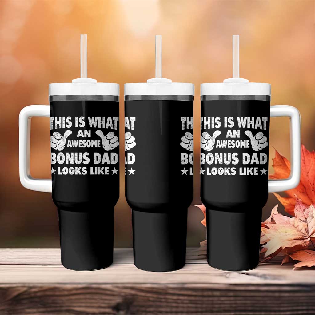 Funny Stepdad Tumbler With Handle This Is What An Awesome Bonus Dad Looks Like