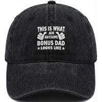 Funny Stepdad Washed Cotton Baseball Cap This Is What An Awesome Bonus Dad Looks Like