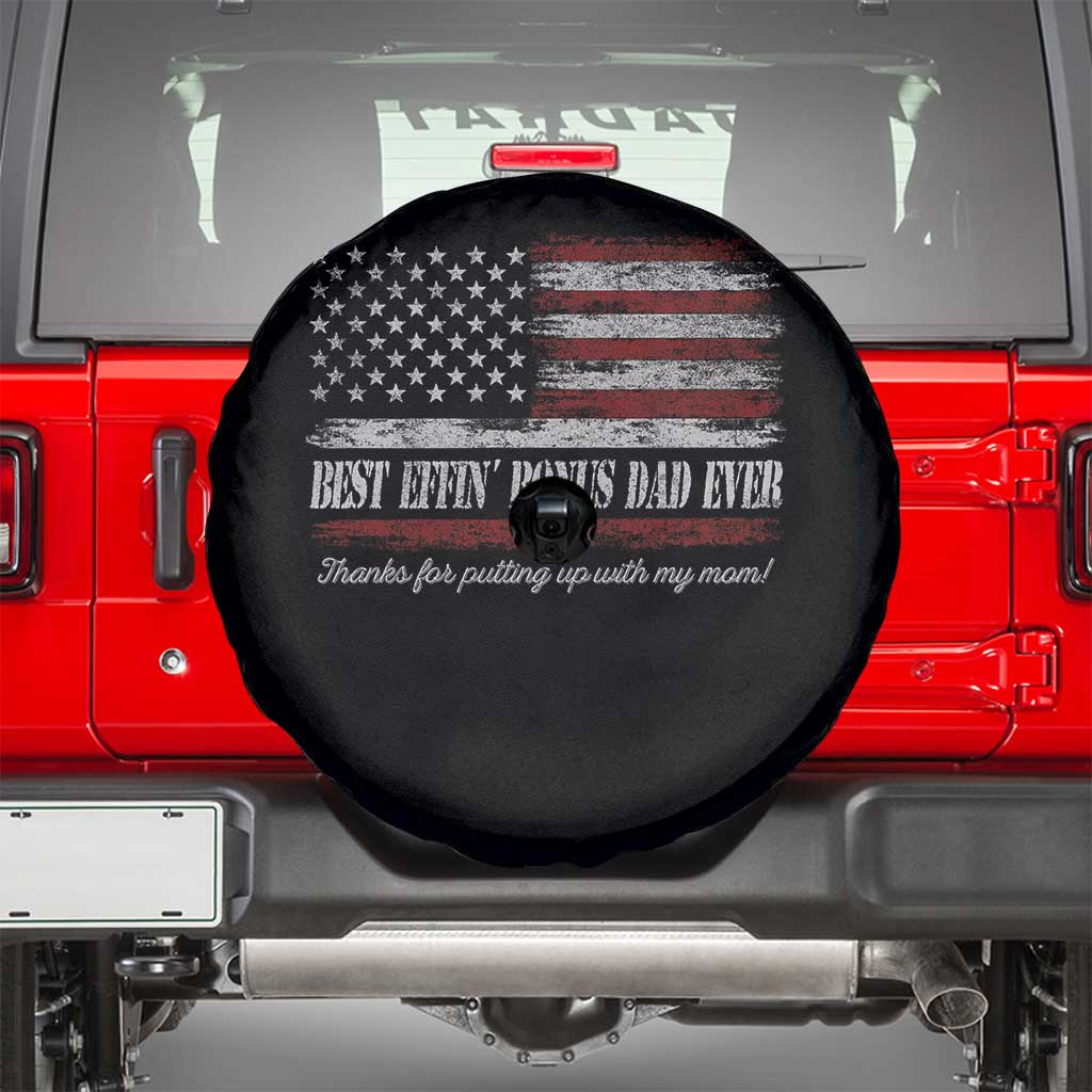Best Effin’ Bonus Dad Ever Spare Tire Cover Step Dad American Flag