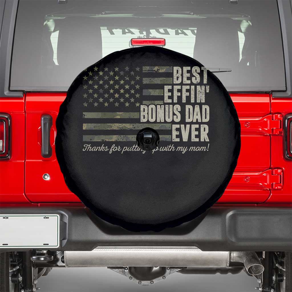 Best Effin’ Bonus Dad Ever Spare Tire Cover Step Dad Camo American Flag Camouflage