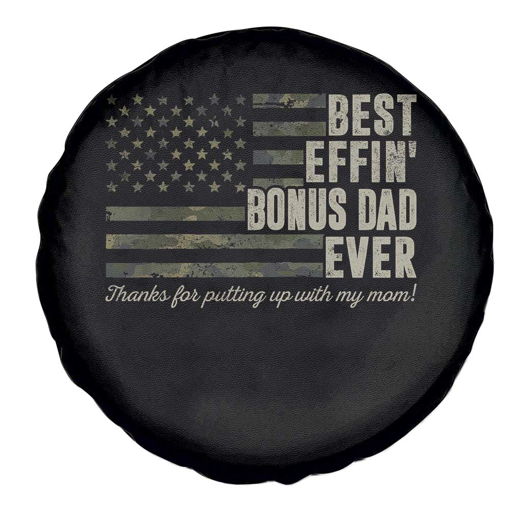 Best Effin’ Bonus Dad Ever Spare Tire Cover Step Dad Camo American Flag Camouflage