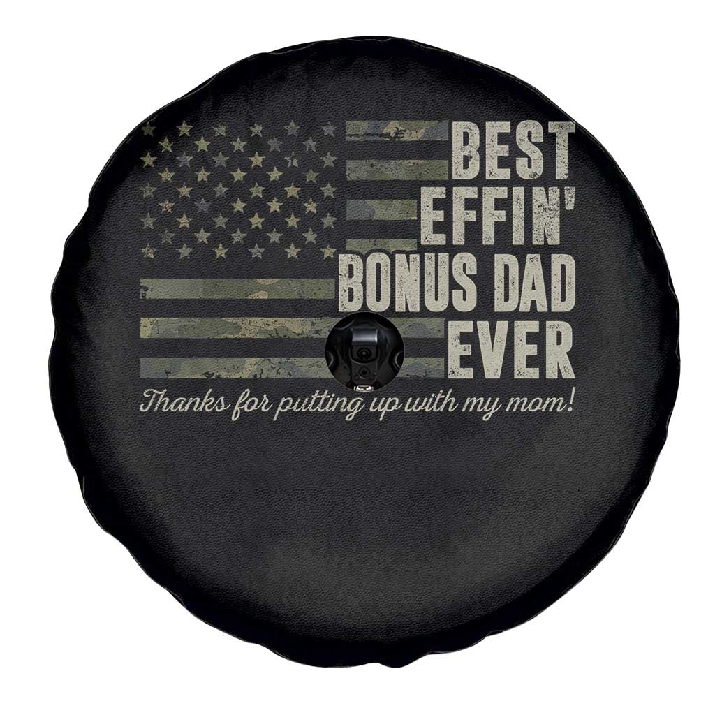 Best Effin’ Bonus Dad Ever Spare Tire Cover Step Dad Camo American Flag Camouflage
