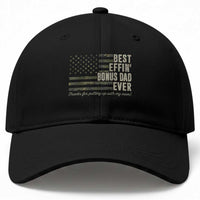 Best Effin’ Bonus Dad Ever Baseball Cap Step Dad Camo American Flag Camouflage