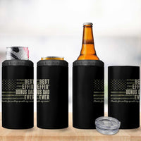 Best Effin’ Bonus Dad Ever 4 in 1 Can Cooler Tumbler Step Dad Camo American Flag Camouflage
