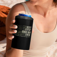 Best Effin’ Bonus Dad Ever 4 in 1 Can Cooler Tumbler Step Dad Camo American Flag Camouflage