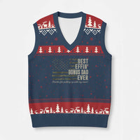 Best Effin’ Bonus Dad Ever V-Neck Knit Sweater Vest Step Dad Camo American Flag Camouflage
