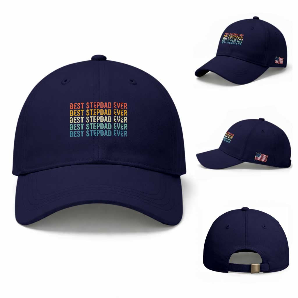 Best Stepdad Ever Baseball Cap Funny Retro Stepdad Bonus Dad