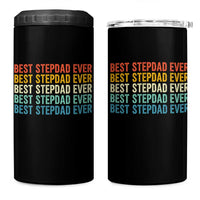 Best Stepdad Ever 4 in 1 Can Cooler Tumbler Funny Retro Stepdad Bonus Dad