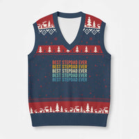 Best Stepdad Ever V-Neck Knit Sweater Vest Funny Retro Stepdad Bonus Dad