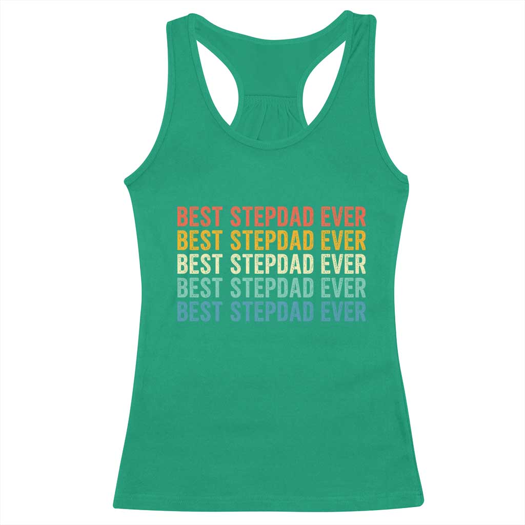 Best Stepdad Ever Racerback Tank Top Funny Retro Stepdad Bonus Dad