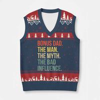 Bonus Dad V-Neck Knit Sweater Vest The Man Myth Bad Influence Funny Step Dad
