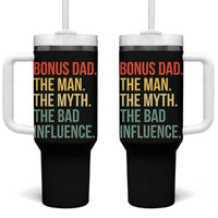 Bonus Dad Tumbler With Handle The Man Myth Bad Influence Funny Step Dad