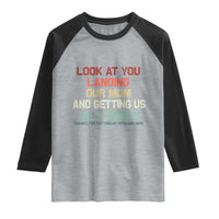 Bonus Dad Raglan Shirt Funny Step Dad Look At You Landing Our Mom Getting Us As A Bonus