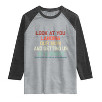 Bonus Dad Raglan Shirt Funny Step Dad Look At You Landing Our Mom Getting Us As A Bonus