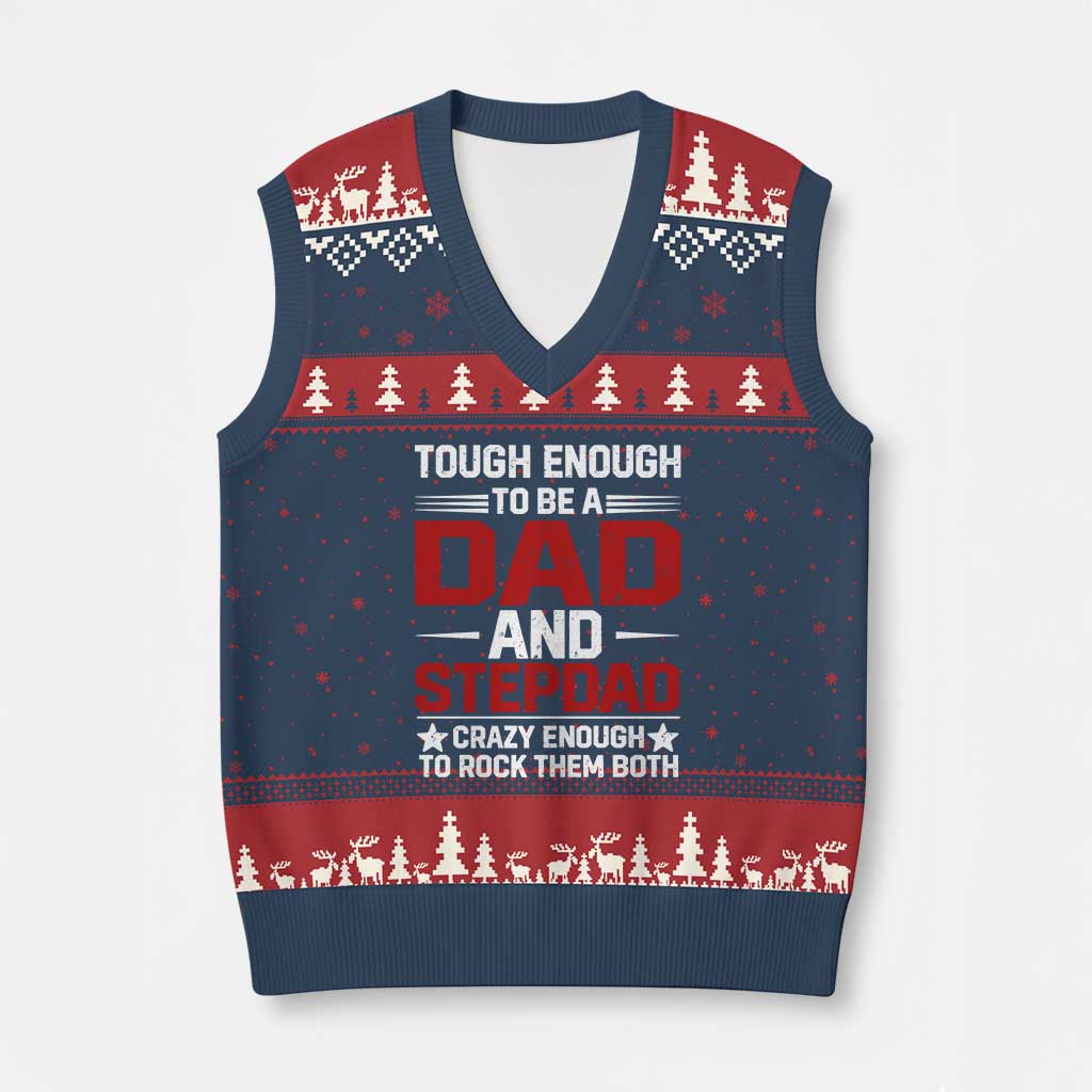 Bonus Dad V-Neck Knit Sweater Vest Dad And Stepdad Fathers Day