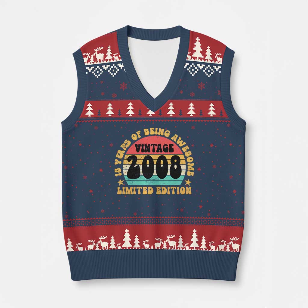 18th Birthday V-Neck Knit Sweater Vest Vintage 18yr 2008 Limited Edition 18 Year Old Gift