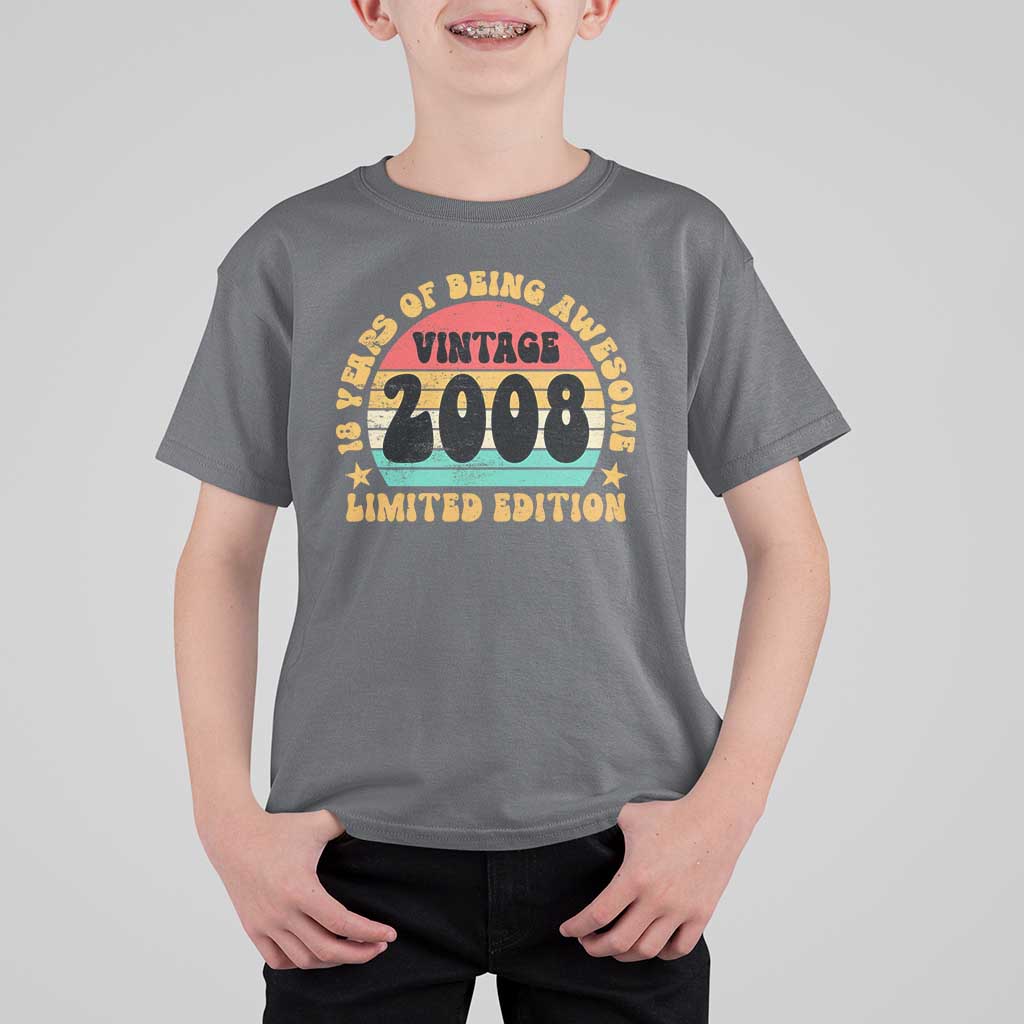 18th Birthday T Shirt For Kid Vintage 18yr 2008 Limited Edition 18 Year Old Gift