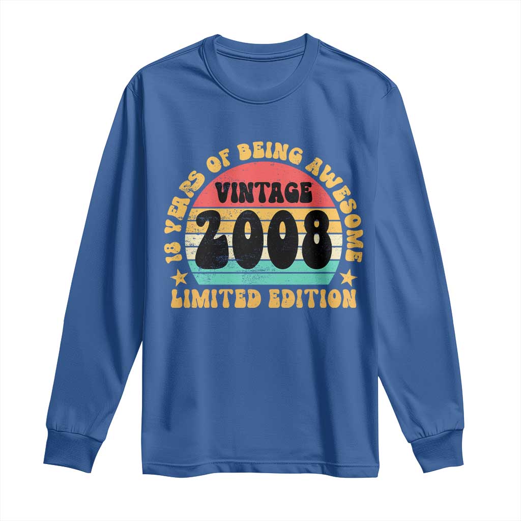 18th Birthday Long Sleeve Shirt Vintage 18yr 2008 Limited Edition 18 Year Old Gift