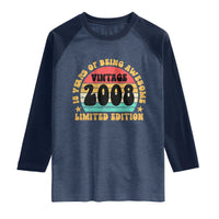 18th Birthday Raglan Shirt Vintage 18yr 2008 Limited Edition 18 Year Old Gift