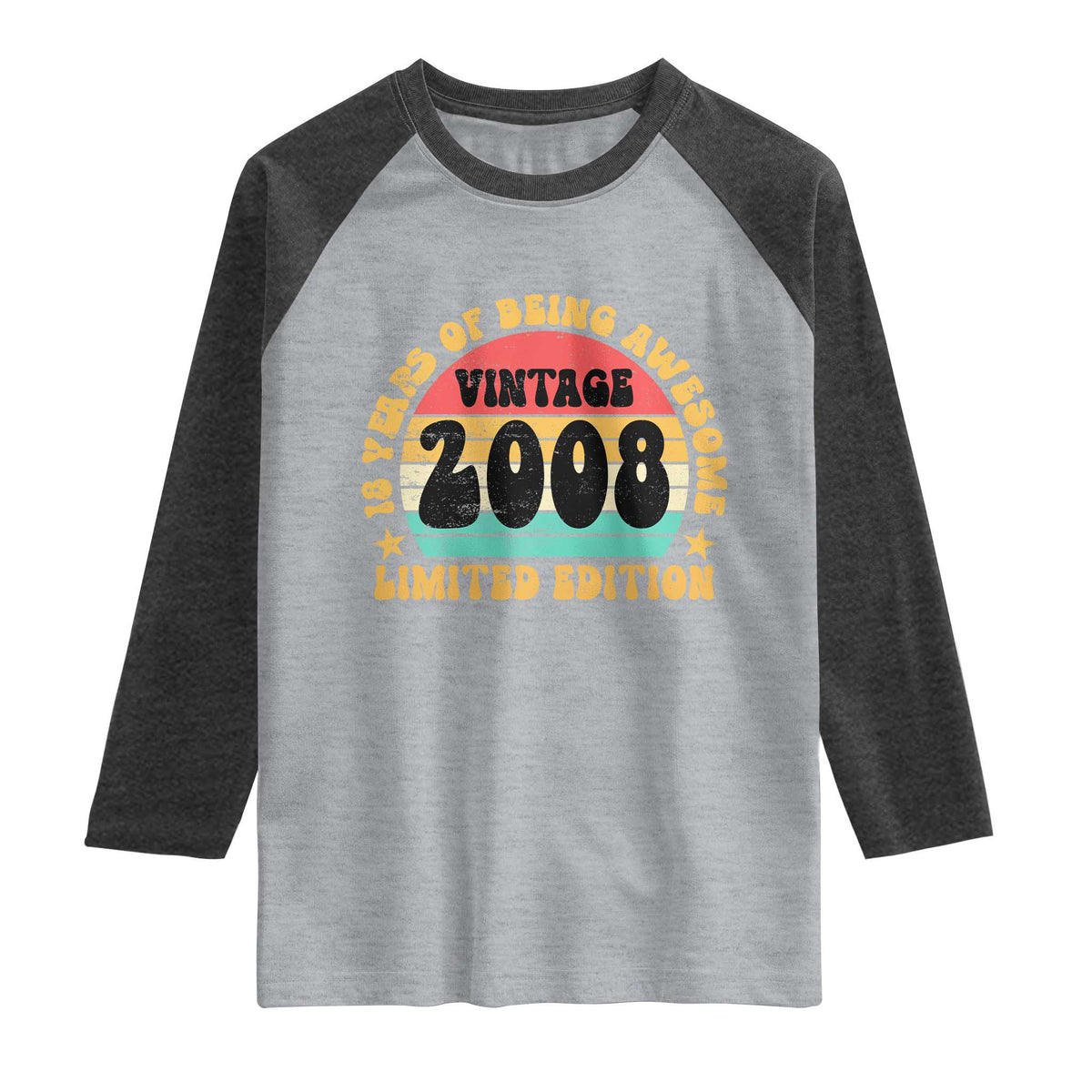 18th Birthday Raglan Shirt Vintage 18yr 2008 Limited Edition 18 Year Old Gift