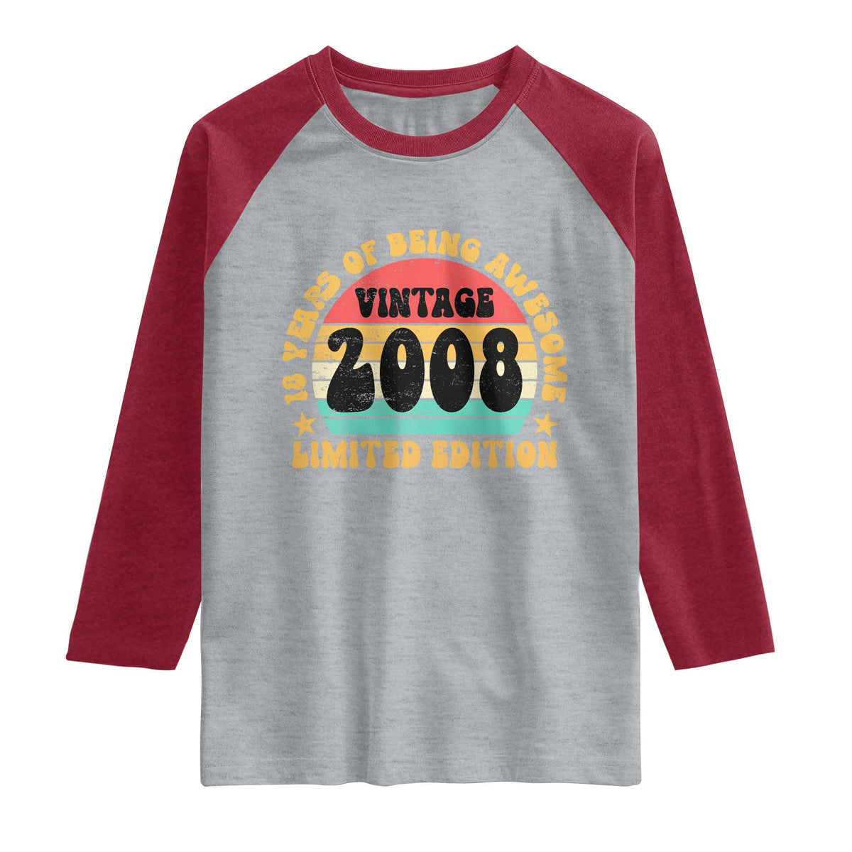 18th Birthday Raglan Shirt Vintage 18yr 2008 Limited Edition 18 Year Old Gift