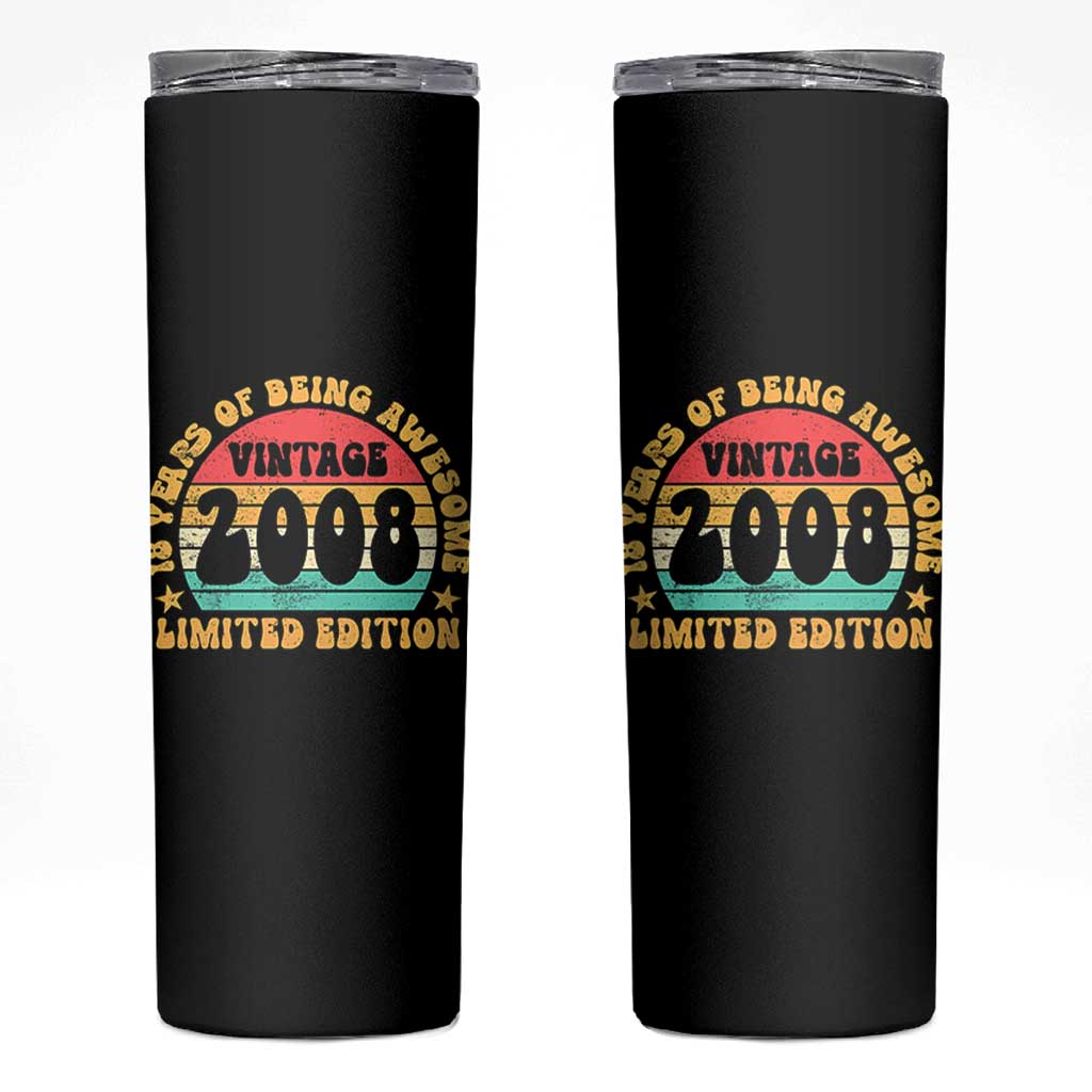 18th Birthday Skinny Tumbler Vintage 18yr 2008 Limited Edition 18 Year Old Gift