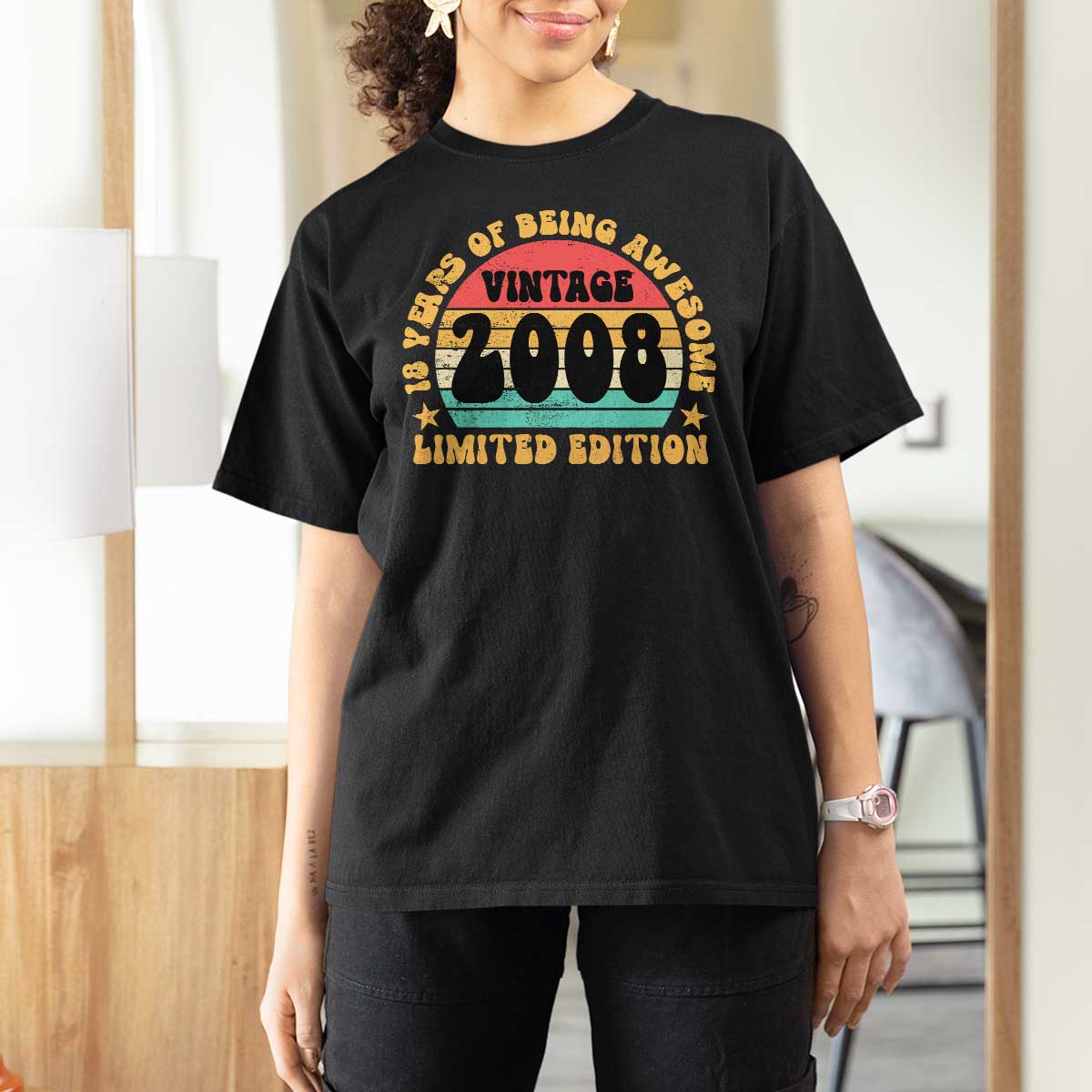 18th Birthday T Shirt For Women Vintage 18yr 2008 Limited Edition 18 Year Old Gift