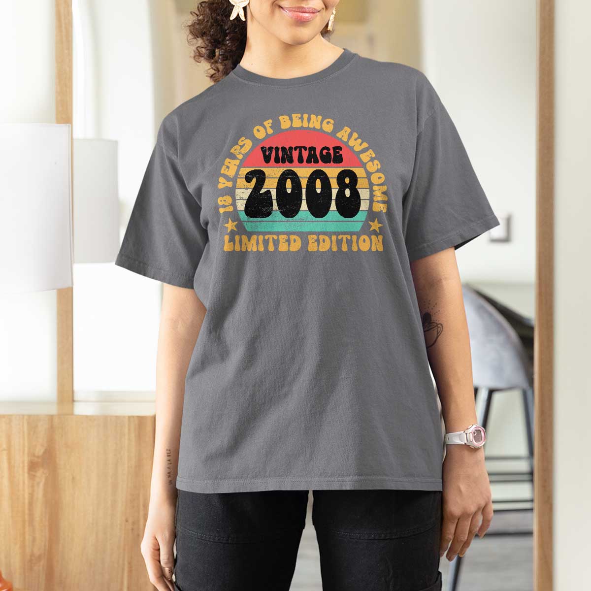 18th Birthday T Shirt For Women Vintage 18yr 2008 Limited Edition 18 Year Old Gift