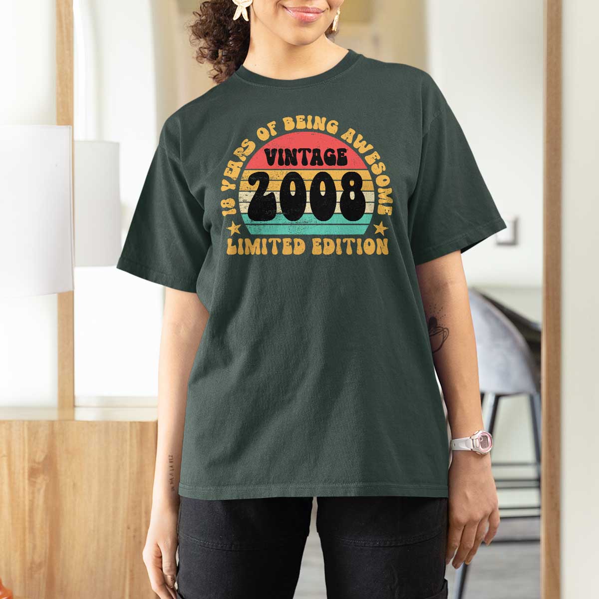 18th Birthday T Shirt For Women Vintage 18yr 2008 Limited Edition 18 Year Old Gift