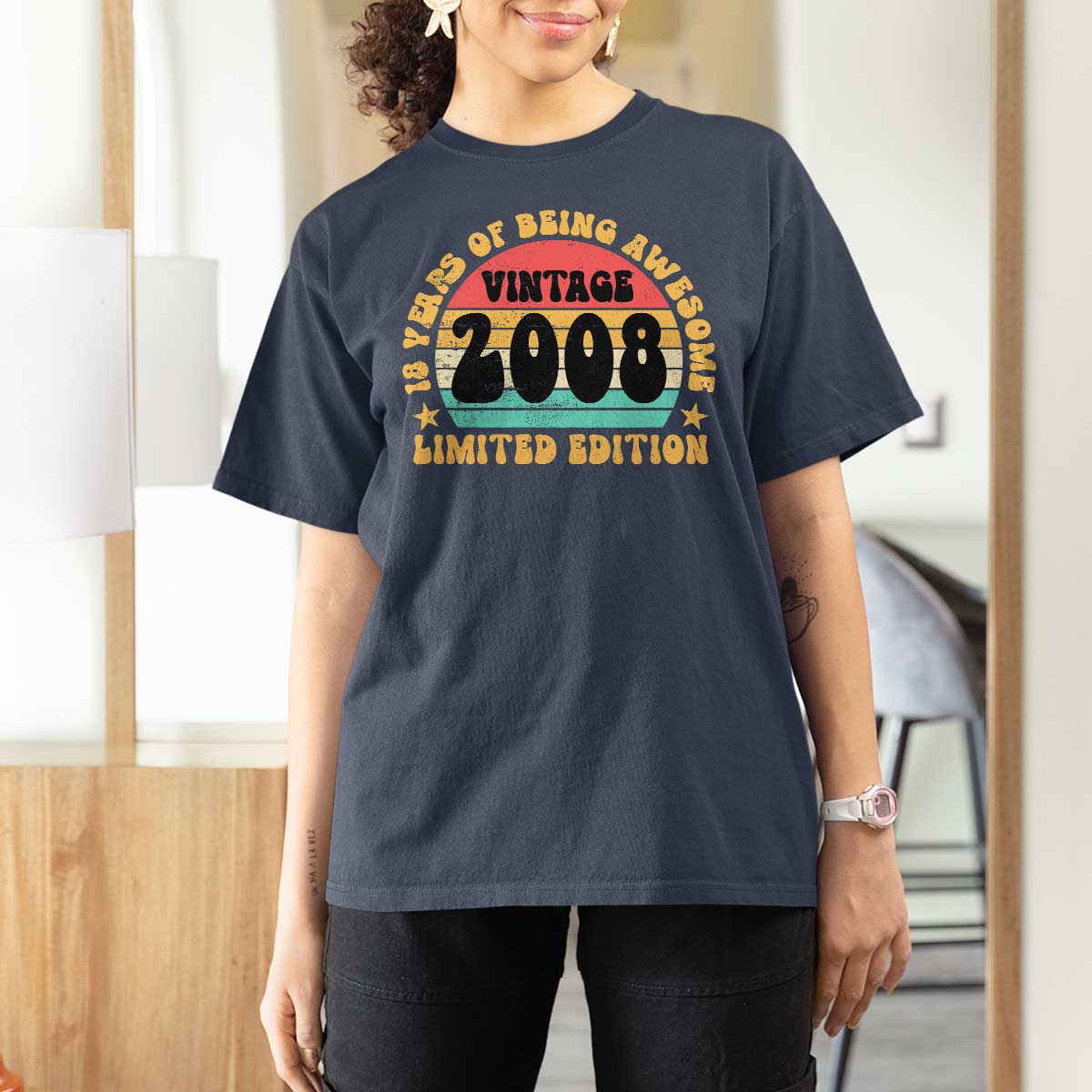 18th Birthday T Shirt For Women Vintage 18yr 2008 Limited Edition 18 Year Old Gift