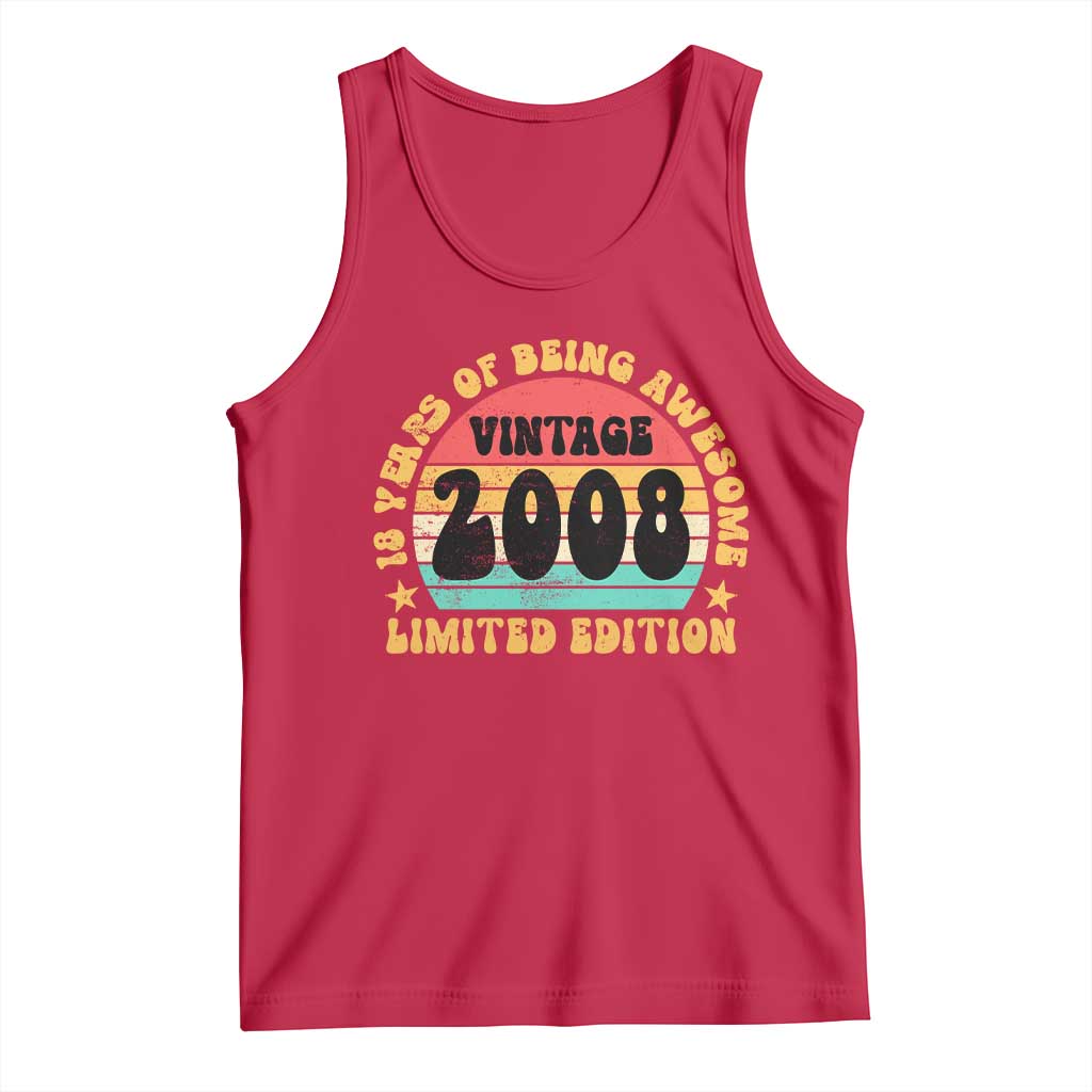 18th Birthday Tank Top Vintage 18yr 2008 Limited Edition 18 Year Old Gift