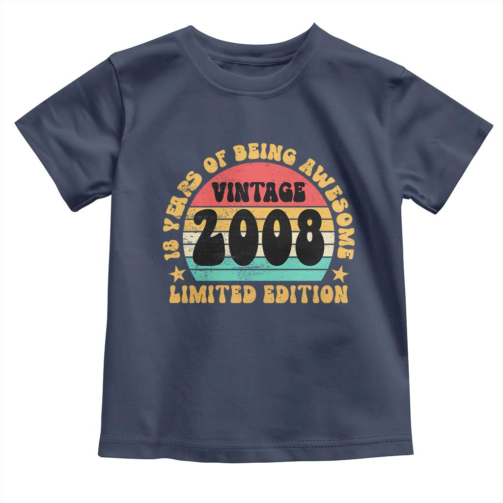 18th Birthday Toddler T Shirt Vintage 18yr 2008 Limited Edition 18 Year Old Gift