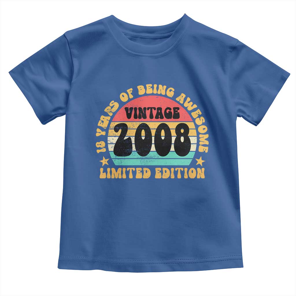 18th Birthday Toddler T Shirt Vintage 18yr 2008 Limited Edition 18 Year Old Gift
