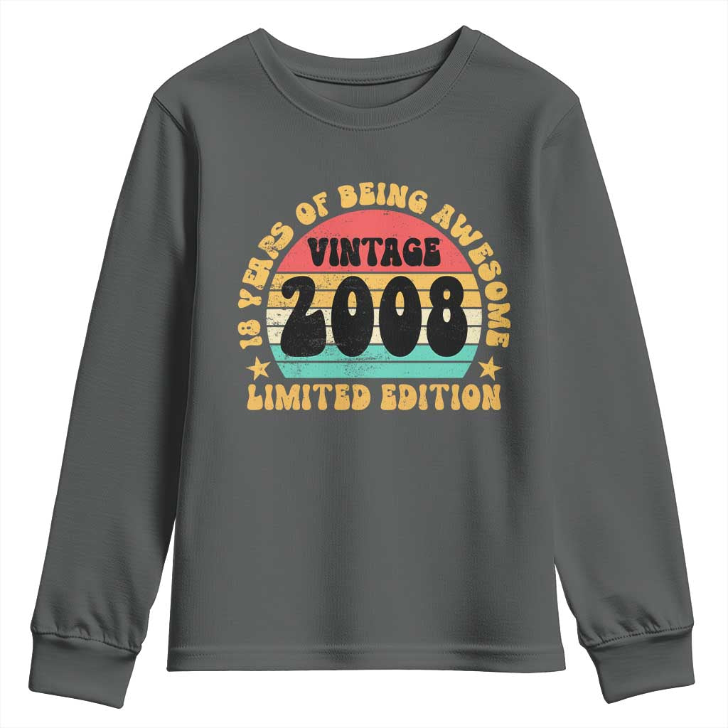 18th Birthday Youth Sweatshirt Vintage 18yr 2008 Limited Edition 18 Year Old Gift