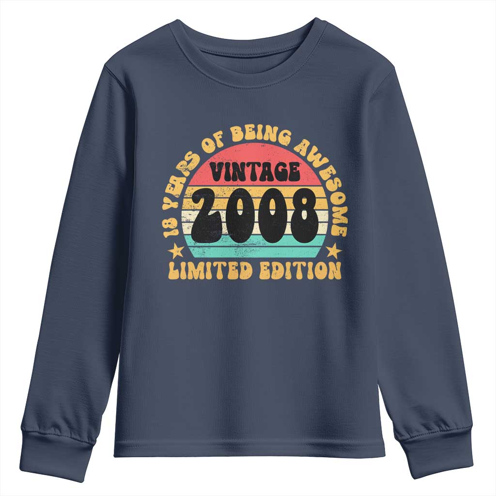 18th Birthday Youth Sweatshirt Vintage 18yr 2008 Limited Edition 18 Year Old Gift