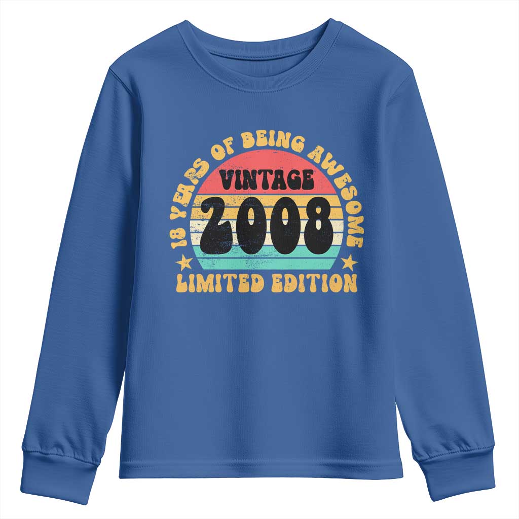 18th Birthday Youth Sweatshirt Vintage 18yr 2008 Limited Edition 18 Year Old Gift