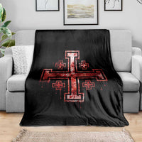 Crusader Jerusalem Cross Catholic Throw Blanket Gothic Christian Dark Faith Grunge Blood Splatter
