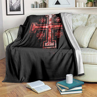 Crusader Jerusalem Cross Catholic Throw Blanket Gothic Christian Dark Faith Grunge Blood Splatter