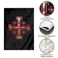 Crusader Jerusalem Cross Catholic Garden Flag Gothic Christian Dark Faith Grunge Blood Splatter