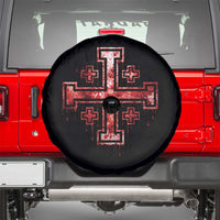 Crusader Jerusalem Cross Catholic Spare Tire Cover Gothic Christian Dark Faith Grunge Blood Splatter