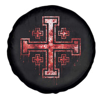 Crusader Jerusalem Cross Catholic Spare Tire Cover Gothic Christian Dark Faith Grunge Blood Splatter