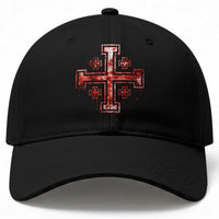 Crusader Jerusalem Cross Catholic Baseball Cap Gothic Christian Dark Faith Grunge Blood Splatter