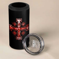 Crusader Jerusalem Cross Catholic 4 in 1 Can Cooler Tumbler Gothic Christian Dark Faith Grunge Blood Splatter