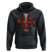 Crusader Jerusalem Cross Catholic Hoodie Gothic Christian Dark Faith Grunge Blood Splatter