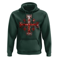 Crusader Jerusalem Cross Catholic Hoodie Gothic Christian Dark Faith Grunge Blood Splatter