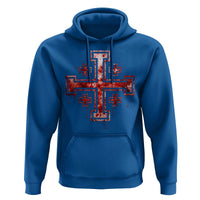Crusader Jerusalem Cross Catholic Hoodie Gothic Christian Dark Faith Grunge Blood Splatter