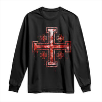 Crusader Jerusalem Cross Catholic Long Sleeve Shirt Gothic Christian Dark Faith Grunge Blood Splatter