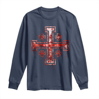 Crusader Jerusalem Cross Catholic Long Sleeve Shirt Gothic Christian Dark Faith Grunge Blood Splatter
