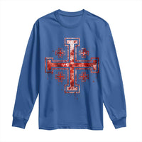 Crusader Jerusalem Cross Catholic Long Sleeve Shirt Gothic Christian Dark Faith Grunge Blood Splatter